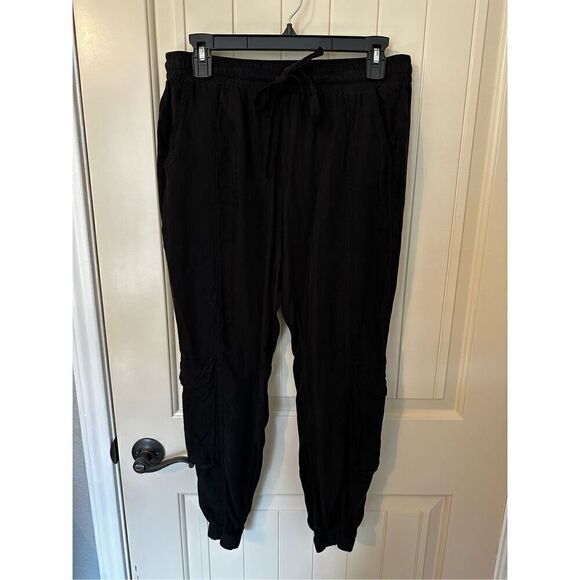Johnny Was Pete & Greta Black Cargo Drawstring Pocket Joggers Women Sz S PG2221